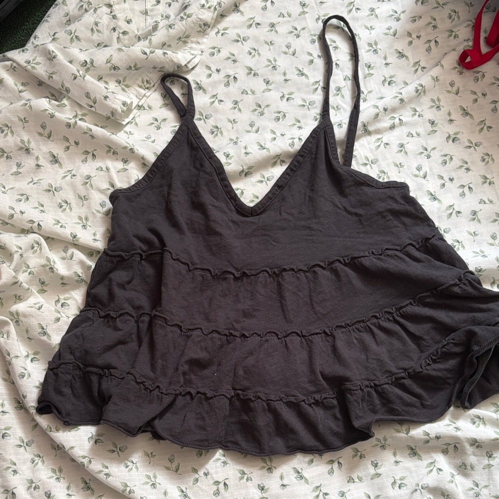 American Eagle Outfitters Black Ruffled Camisole